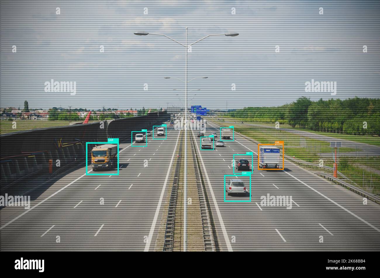 Traffic monitoring by AI, security system controlled by artificial intelligence, social credit system concept Stock Photo