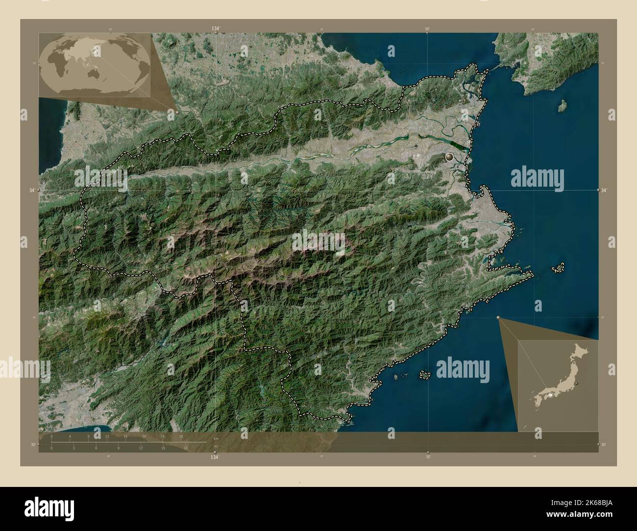 Tokushima prefecture of Japan - Tokushima Prefecture Of Japan High Resolution Satellite Map Corner Auxiliary Location Maps 2K68BJA 