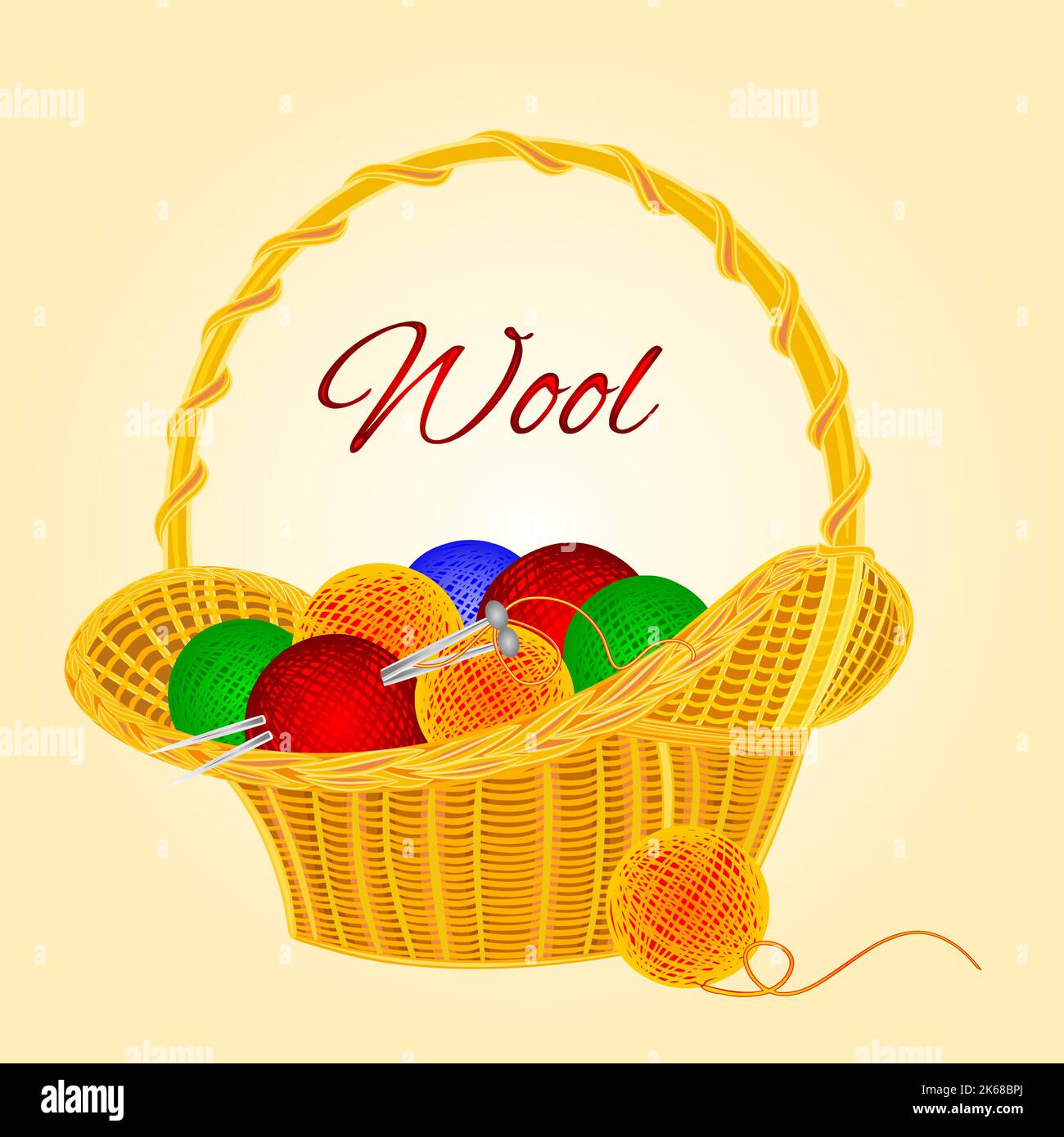 Ball of wool in basket vector Stock Vector Image & Art - Alamy