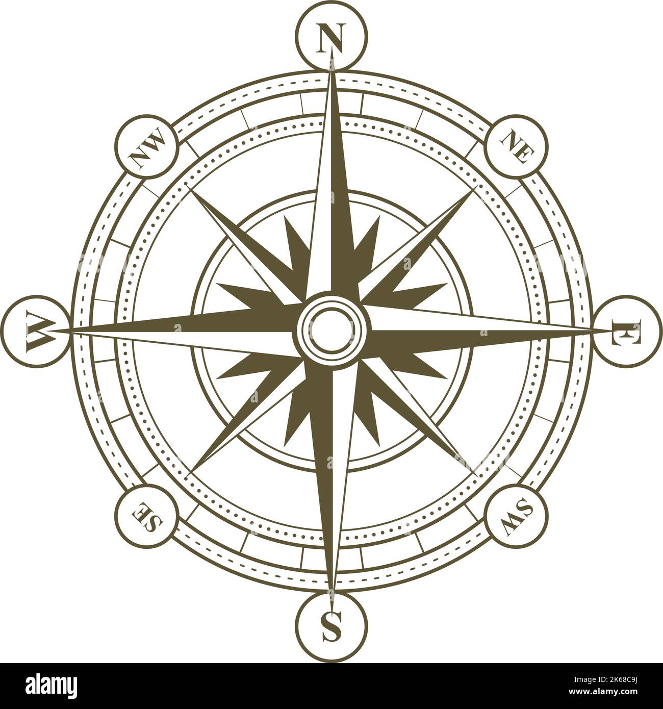 Vintage compass symbol. Old navigation tool icon Stock Vector Image ...