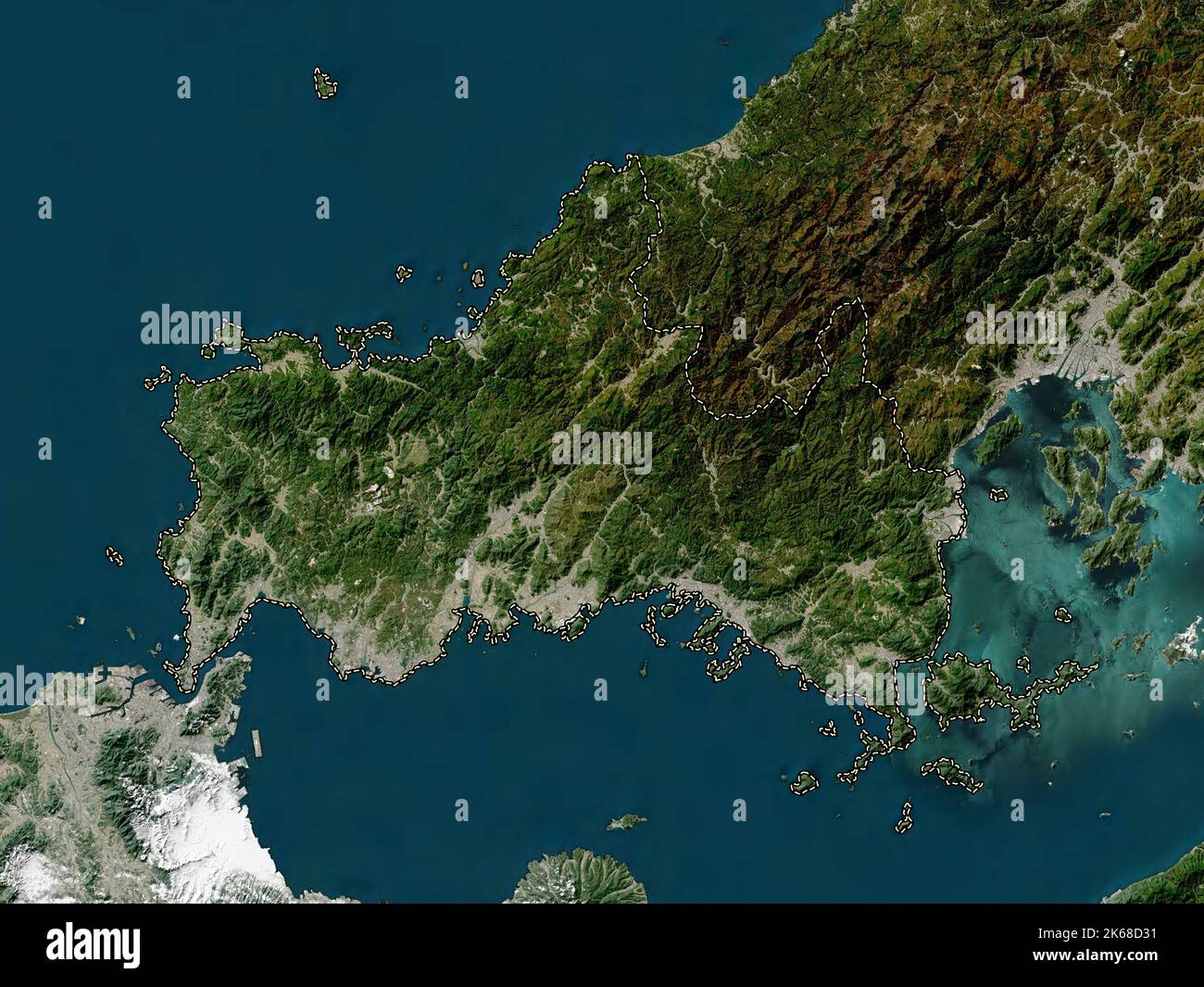Yamaguchi, prefecture of Japan. Low resolution satellite map Stock