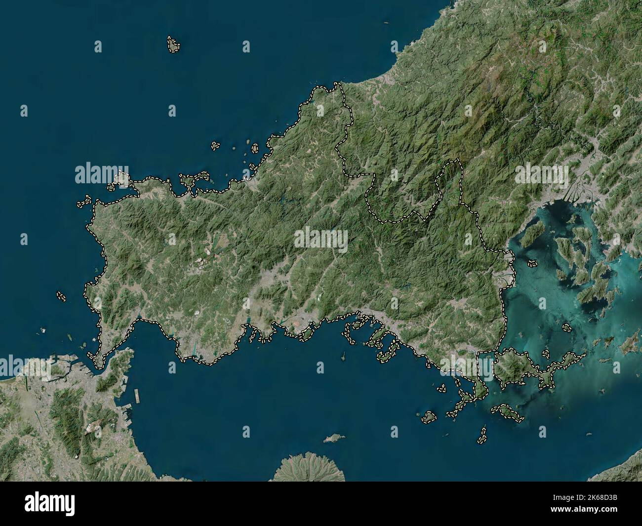 Yamaguchi, prefecture of Japan. High resolution satellite map Stock