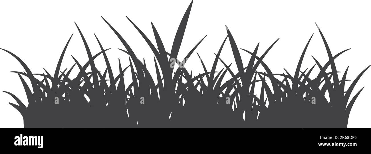 Black grass silhouette. Growing lawn plant border Stock Vector Image