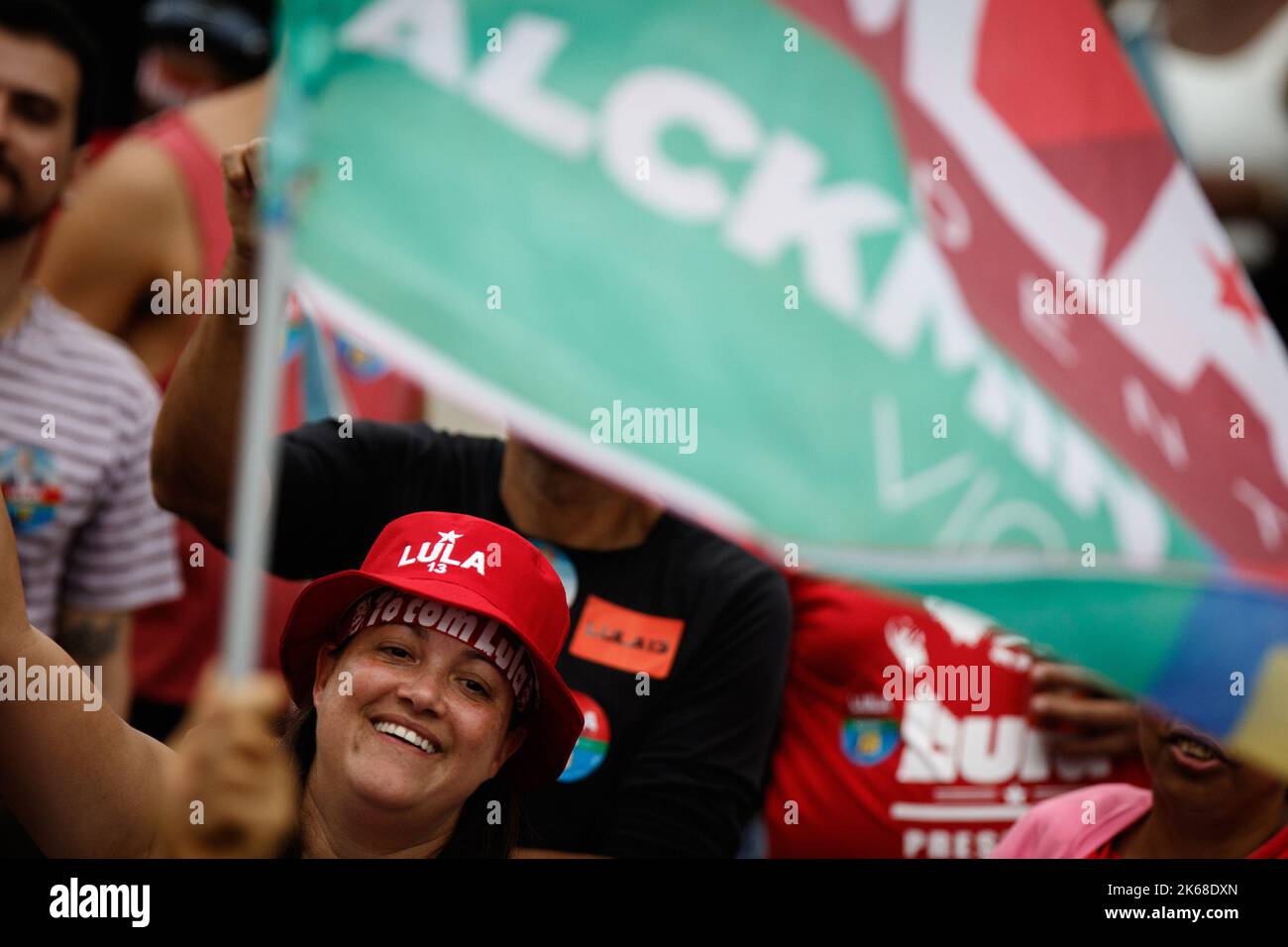 Rio De Janeiro, Brazil. 12th Oct, 2022. RJ - Rio de Janeiro - 10/12/2022 - RIO, LULA WALK AT THE ALEMAO COMPLEX - Supporters of presidential candidate Luiz Inacio Lula da Silva (PT) are seen this Wednesday morning (12), during a walk in Complexo do Alemao, as part of the campaign for the second round of presidential elections in Brazil. Photo: Joao Gabriel Alves/AGIF/Sipa USA Credit: Sipa USA/Alamy Live News Stock Photo