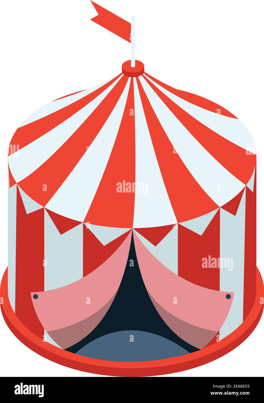 Circus icon. Red white striped cartoon tent Stock Vector