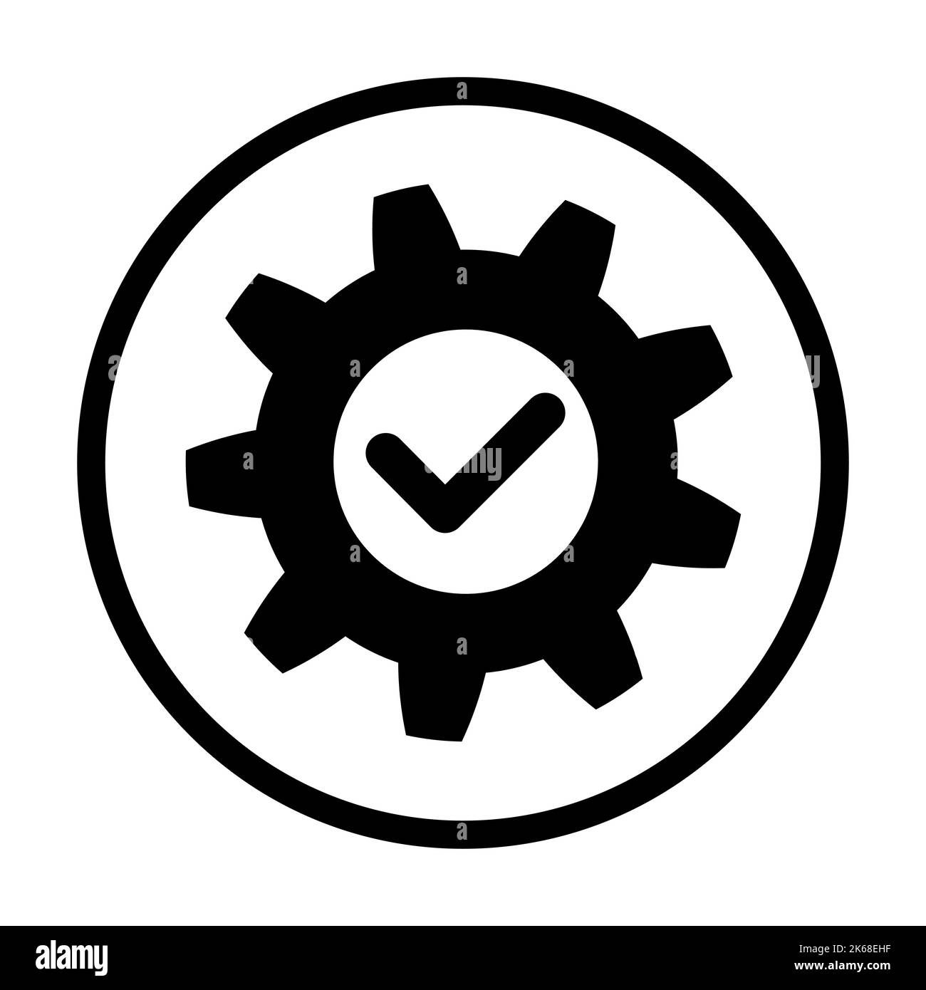 Gear with check in circle icon. Successful process Stock Vector