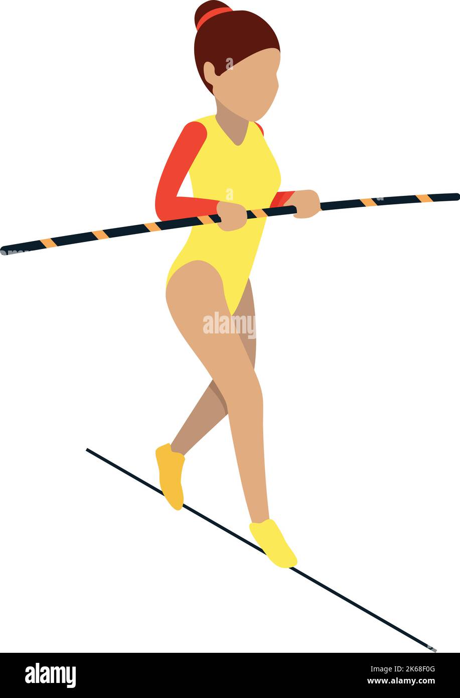 Gymnast icon. Girl walking on rope. Circus artist Stock Vector
