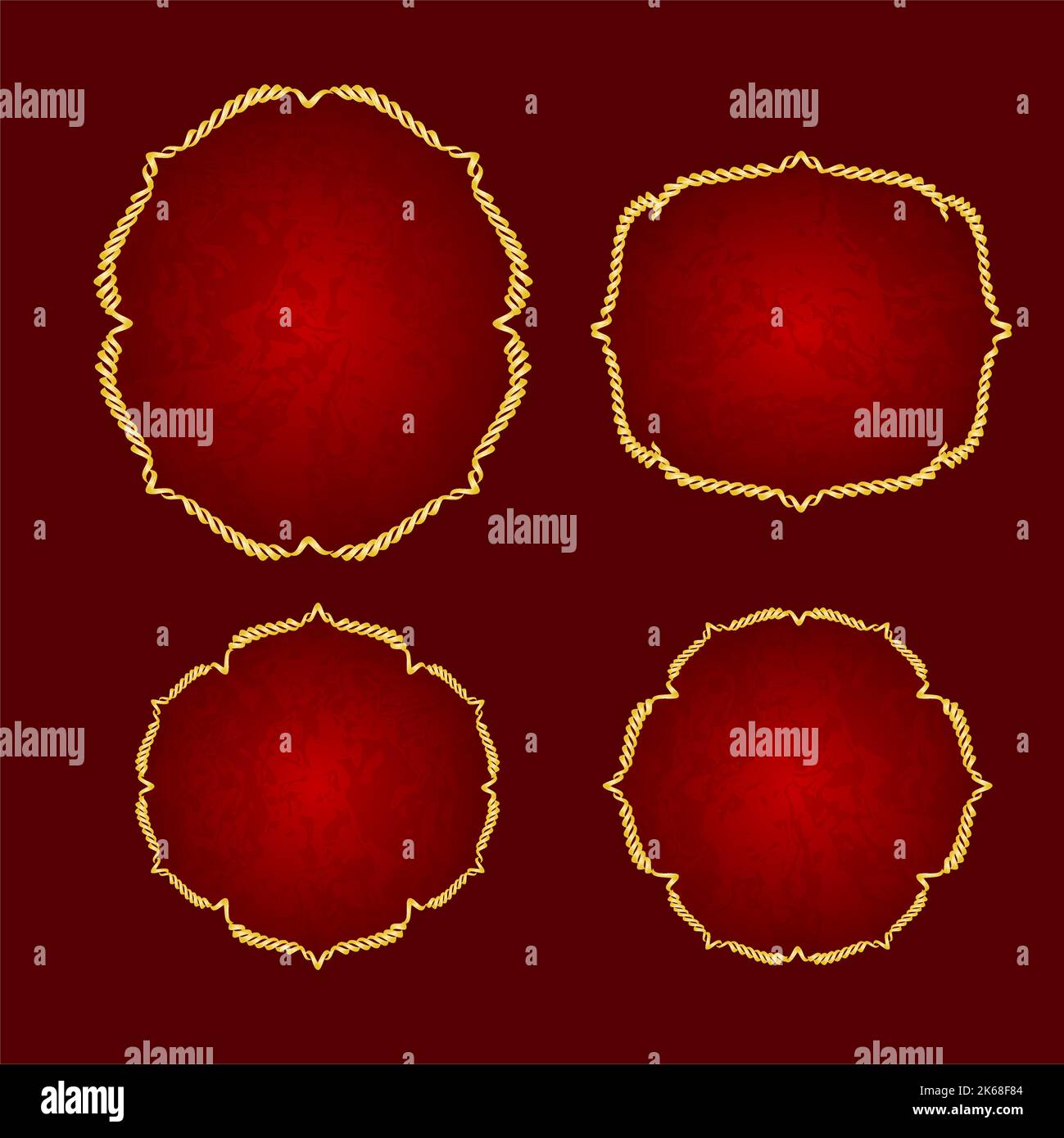 Gold frame vintage on a red background vector Stock Vector