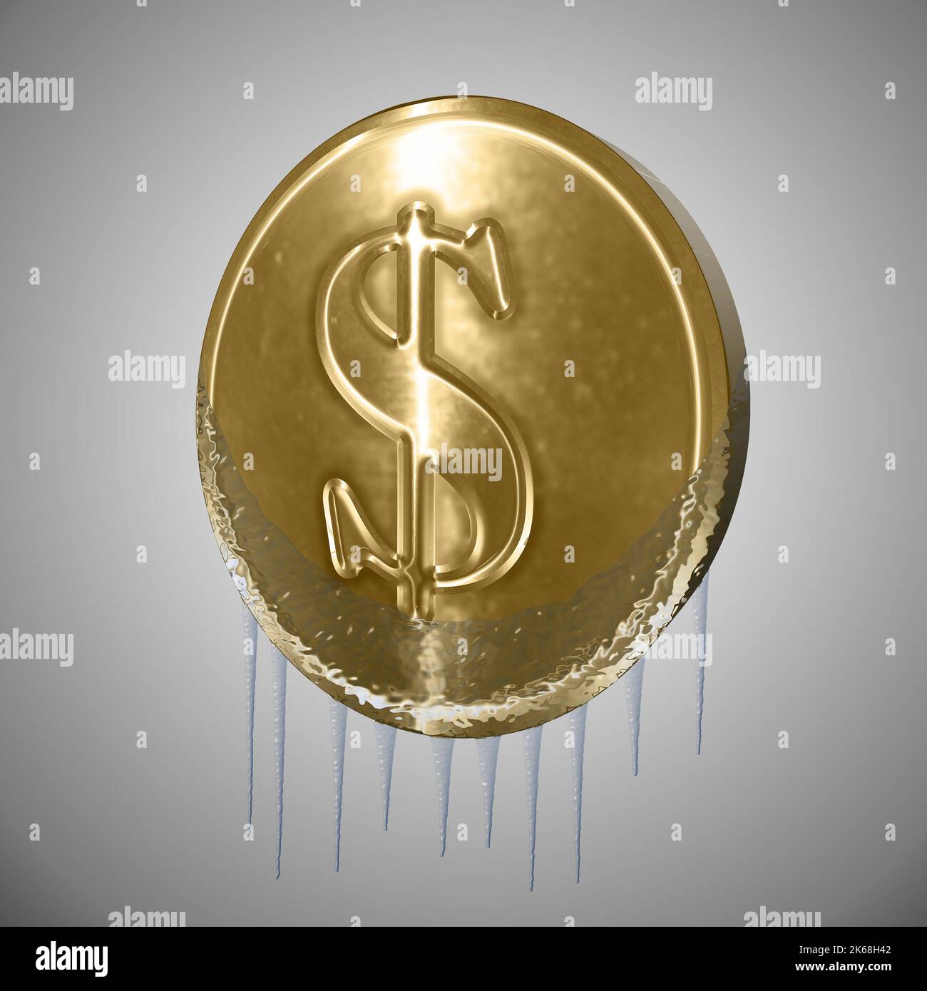3d illustration frozen gold coin Stock Photo Alamy