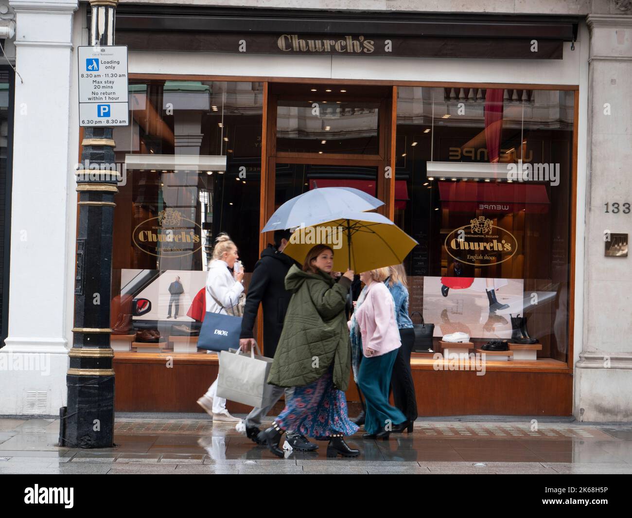 Mayfair, London, United Kingdom, Church's luxury shoe shop, with