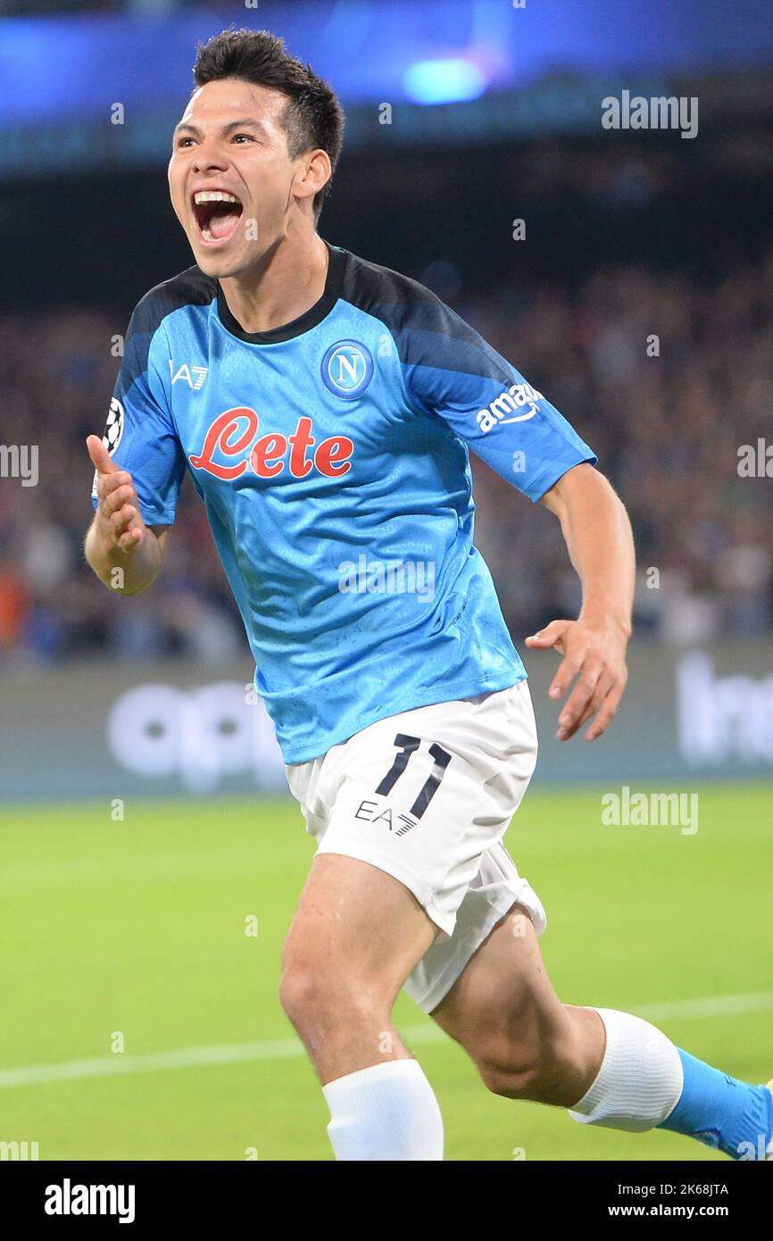 Naples, Italy. 12th Oct, 2022. Hirving Lozano of SSC Napoli rejoices