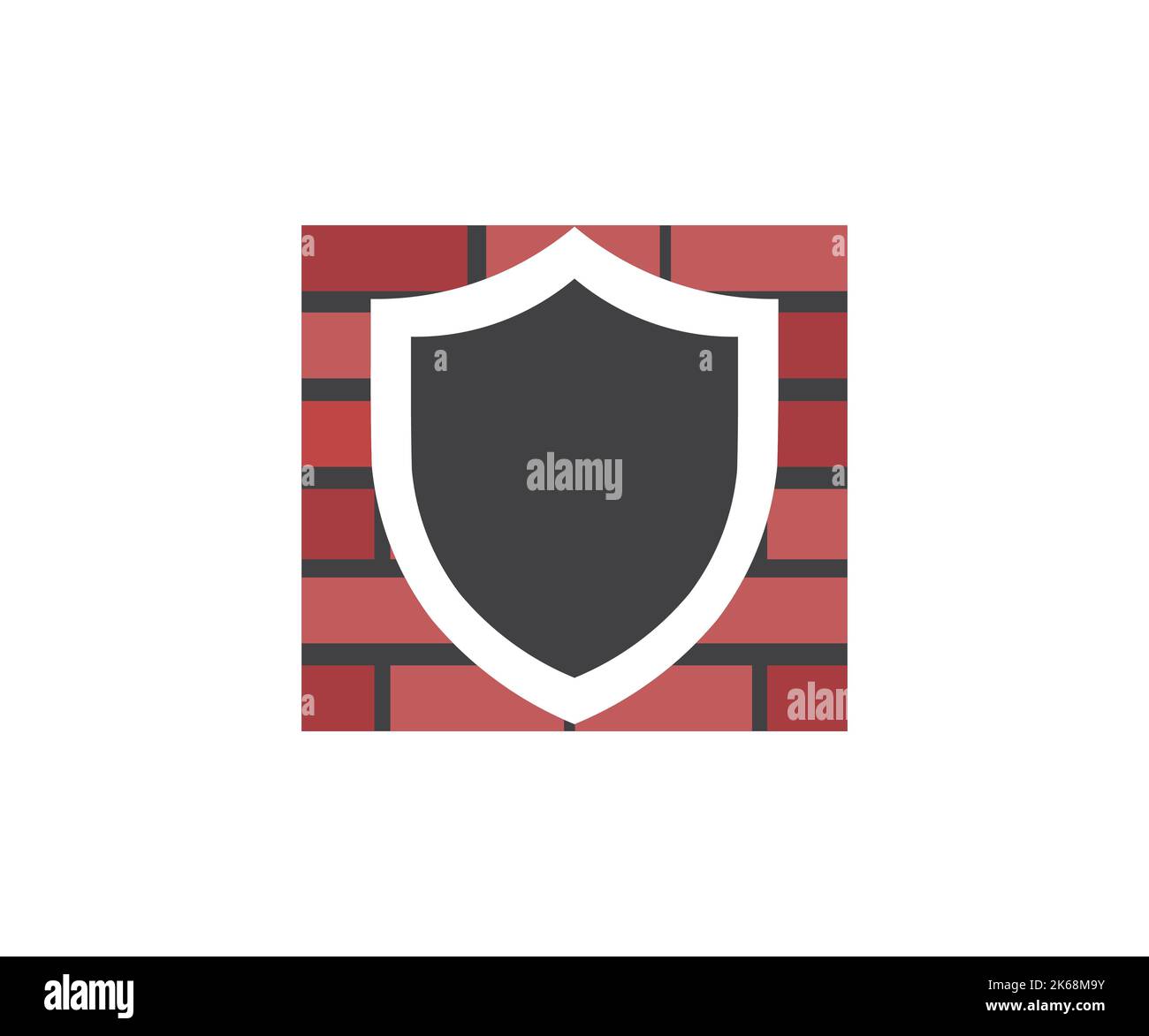Shield with brick wall, Password protection logo design. Data protection symbol. Firewall logo. Network protection vector design and illustration. Stock Vector