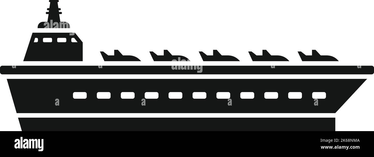 Warship icon simple vector. Navy ship. Top airplane Stock Vector