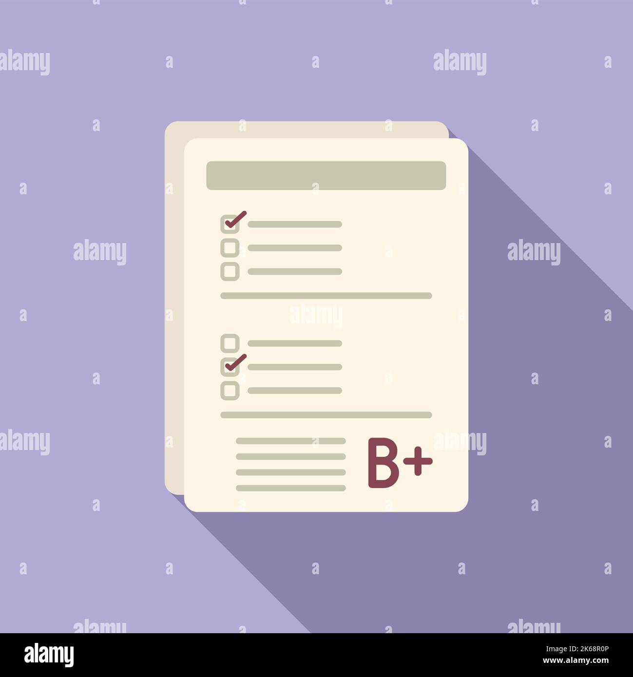 Paper test icon flat vector. Answer exam. Sheet mark Stock Vector Image