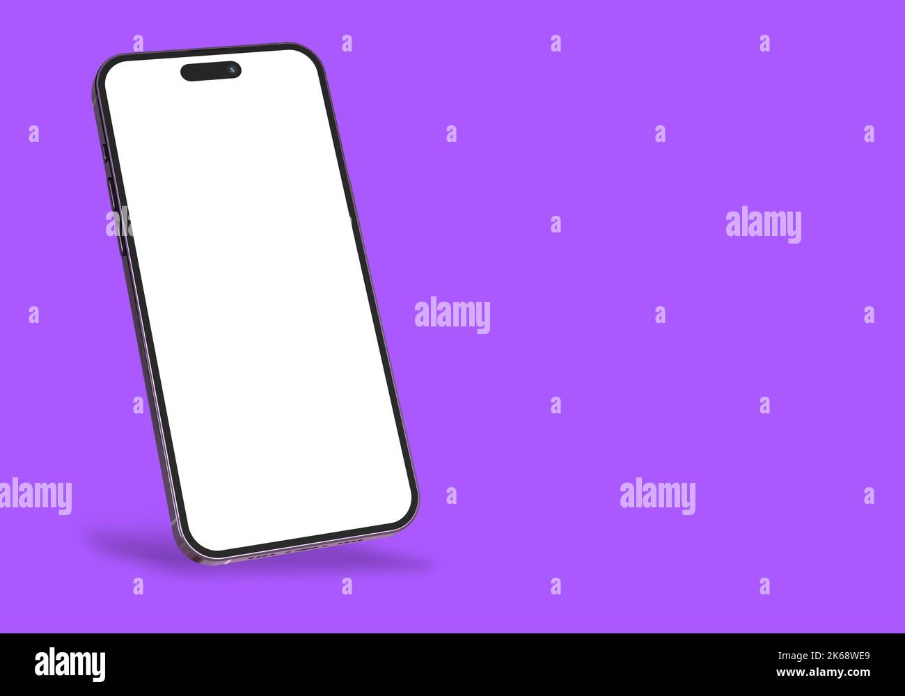 A 3D Rendering Of A Smartphone With White Screen Against A Purple a-3d-rendering-of-a-smartphone-with-white-screen-against-a-purple