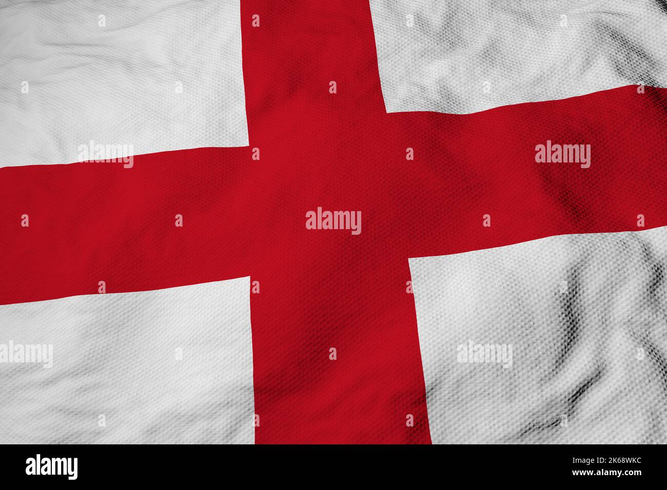 Full frame close-up on a waving Flag of England in 3D rendering. Stock Photo