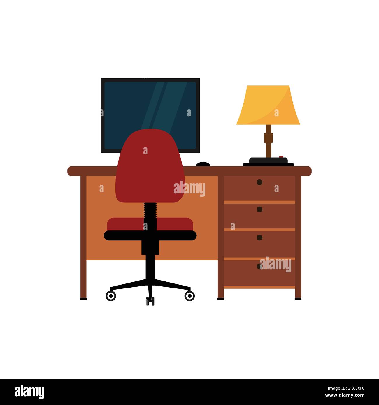 Flat design vector illustration of modern home office interior Stock ...