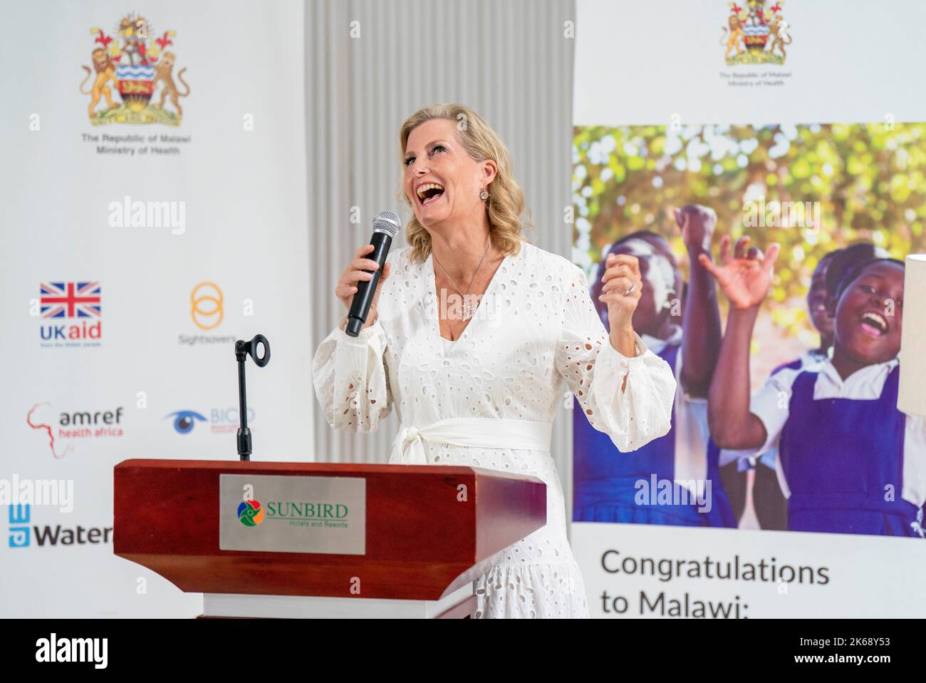 The Countess of Wessex during a reception to celebrate the success of the Trachoma Elimination Programme, held at the Sunbird Waterfront Hotel, in Salima, during a visit to Malawi. Picture date: Wednesday October 12, 2022. Stock Photo