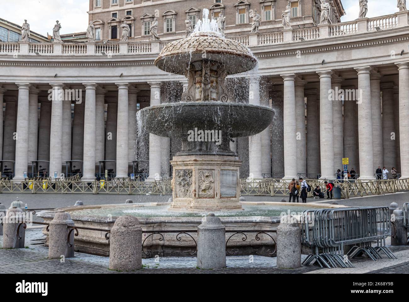 ROME, ITALY - DECEMBER 05, 2019:  Divine fountain of St. Peter’s Square by Carlo Maderno în the Vatican, Rome, Italy Stock Photo