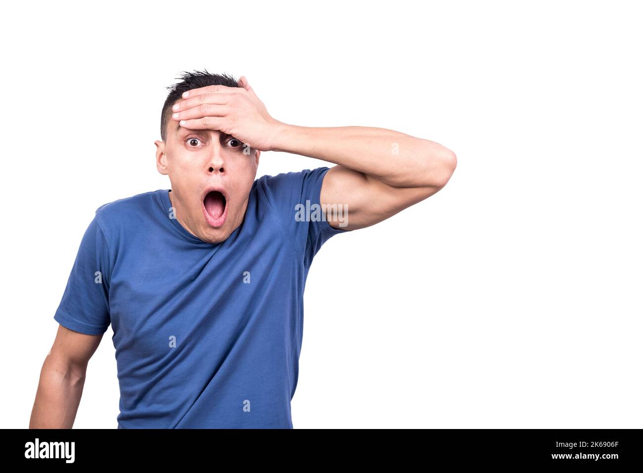 Man with the mouth open with a shocked expression Stock Photo - Alamy