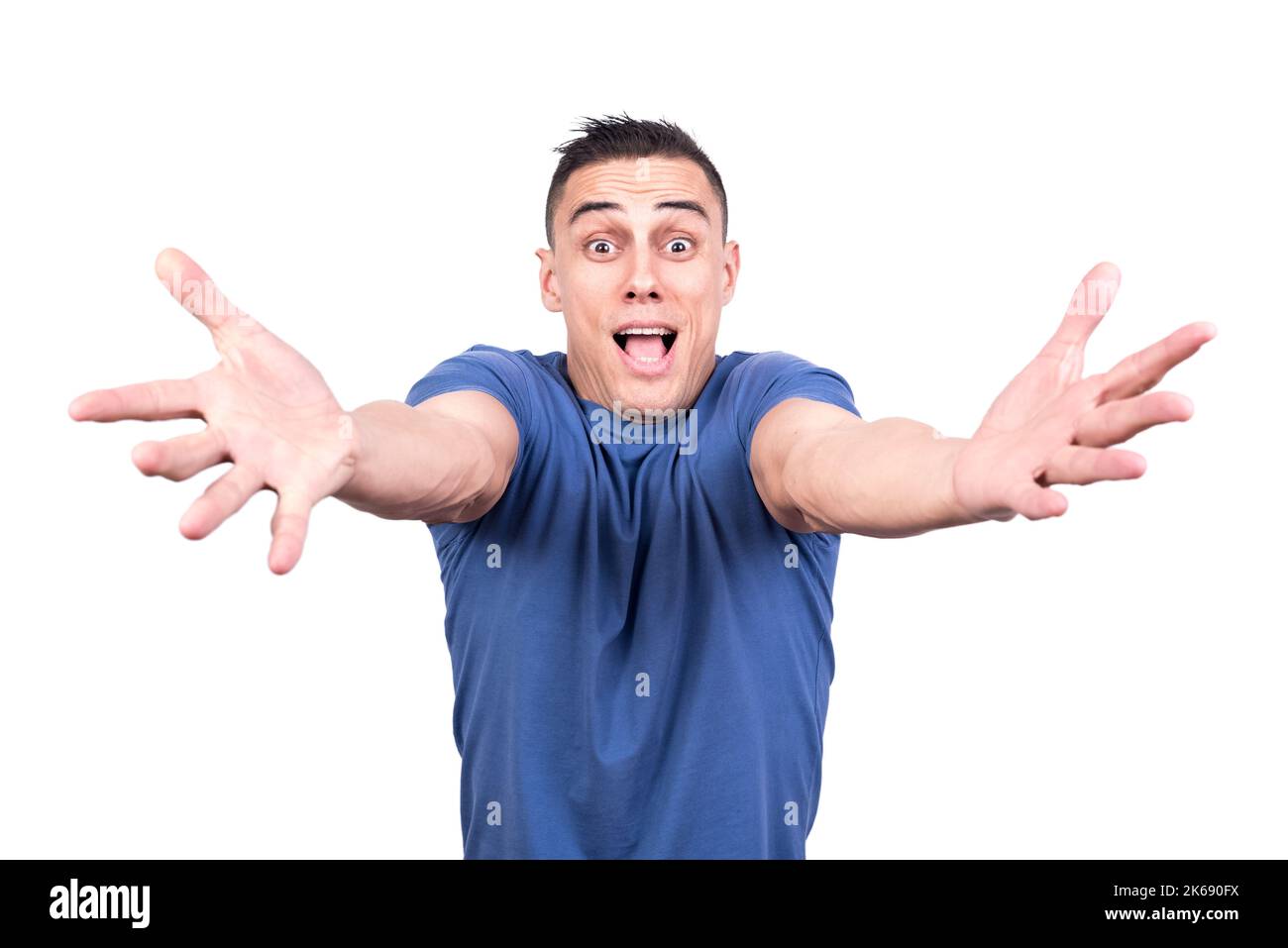 Man with open hands extending a warm welcome Stock Photo - Alamy
