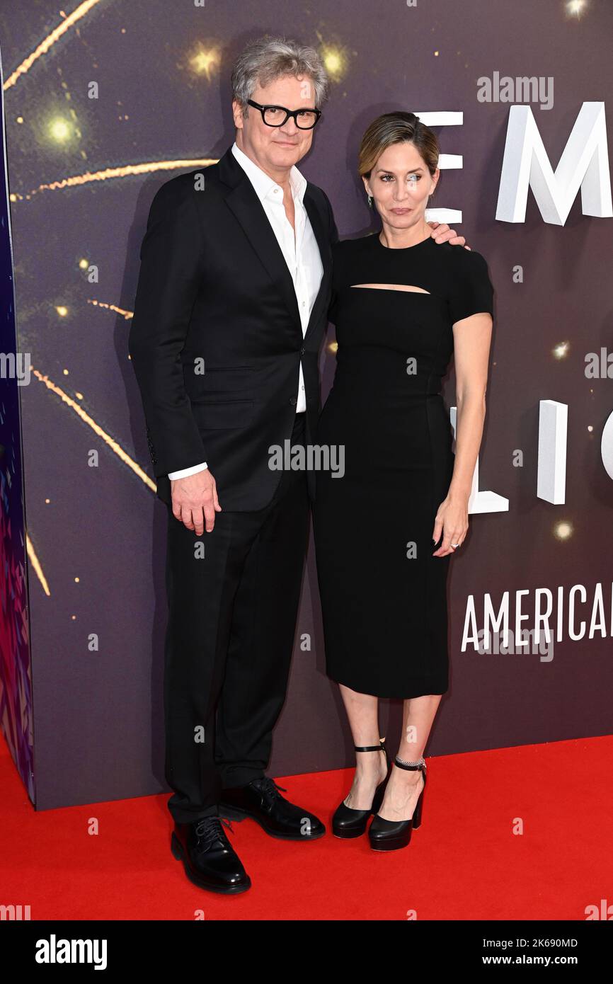 October 12th, 2022. London, UK. Colin Firth and Maggie Cohn arriving at