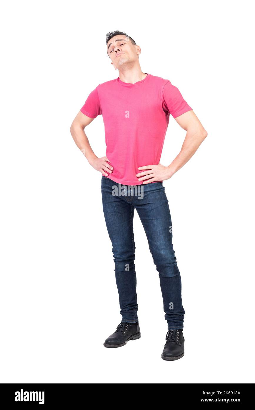 Proud male looking at camera. White background Stock Photo