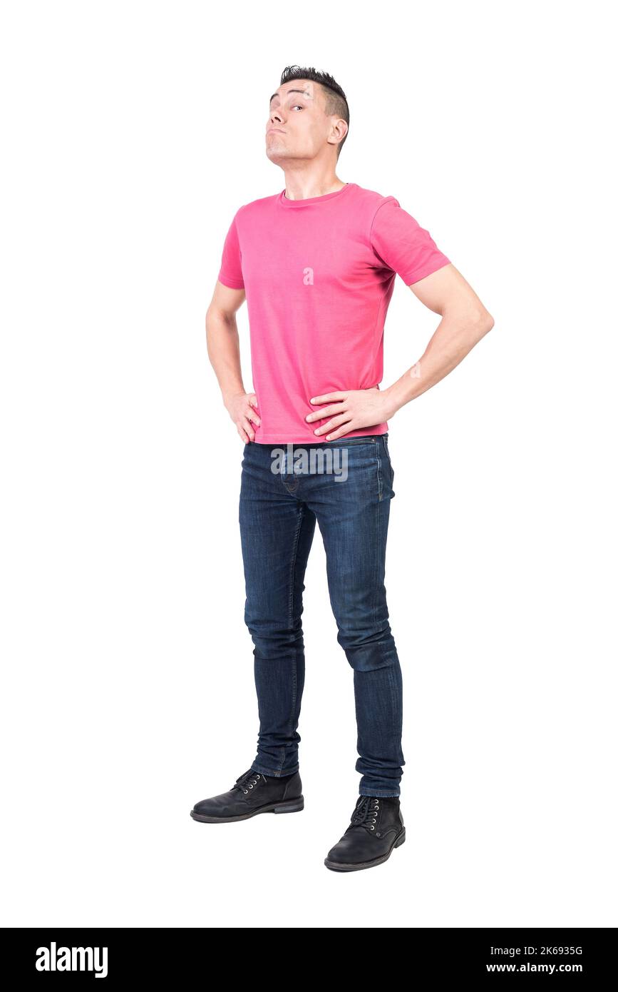 Protective man in light studio. White background Stock Photo Alamy