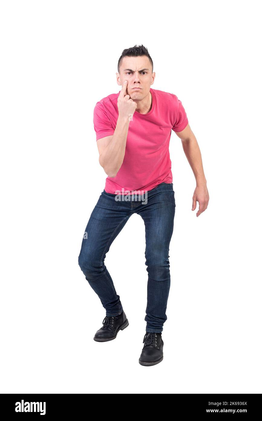 Serious man looking at camera. White background Stock Photo