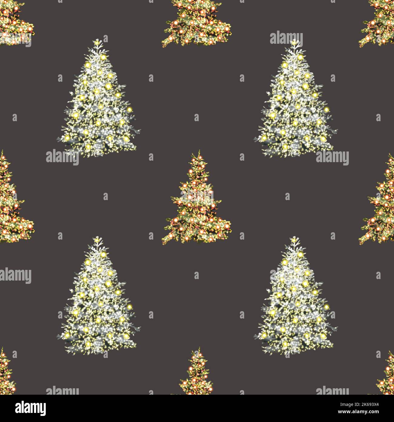 Watercolor seamless pattern of Christmas trees. New Year's Paper Stock Photo