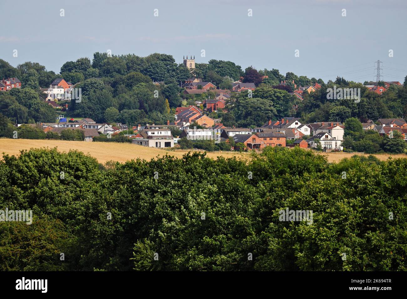 A view of Kippax from Wakefield Road in Swillington Common Stock Photo