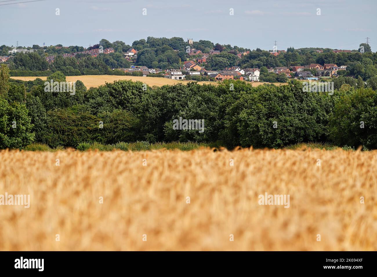 A view of Kippax from Wakefield Road in Swillington Common Stock Photo