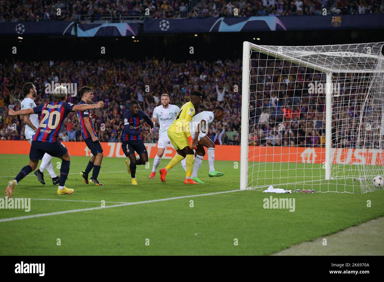 Barcelona, Spain. 12th Oct, 2022. Ousmane Dembele of FC Barcelona scores to give the side a 1-0 lead during the UEFA Champions League match at Camp Nou, Barcelona. Picture credit should read: Jonathan Moscrop/Sportimage Credit: Sportimage/Alamy Live News Stock Photo