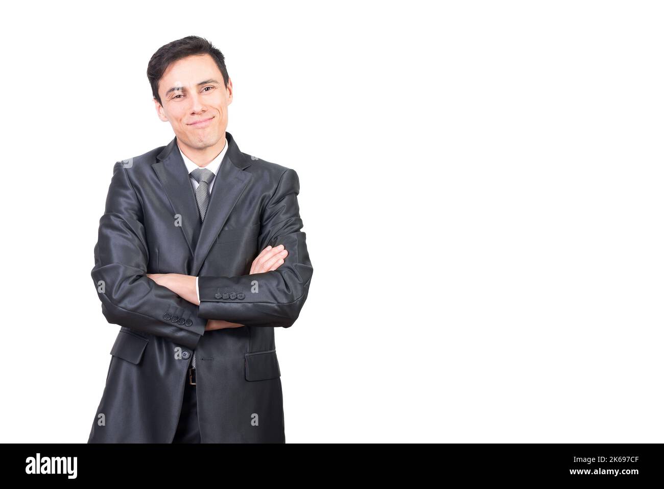 Content man in suit looking at camera Stock Photo