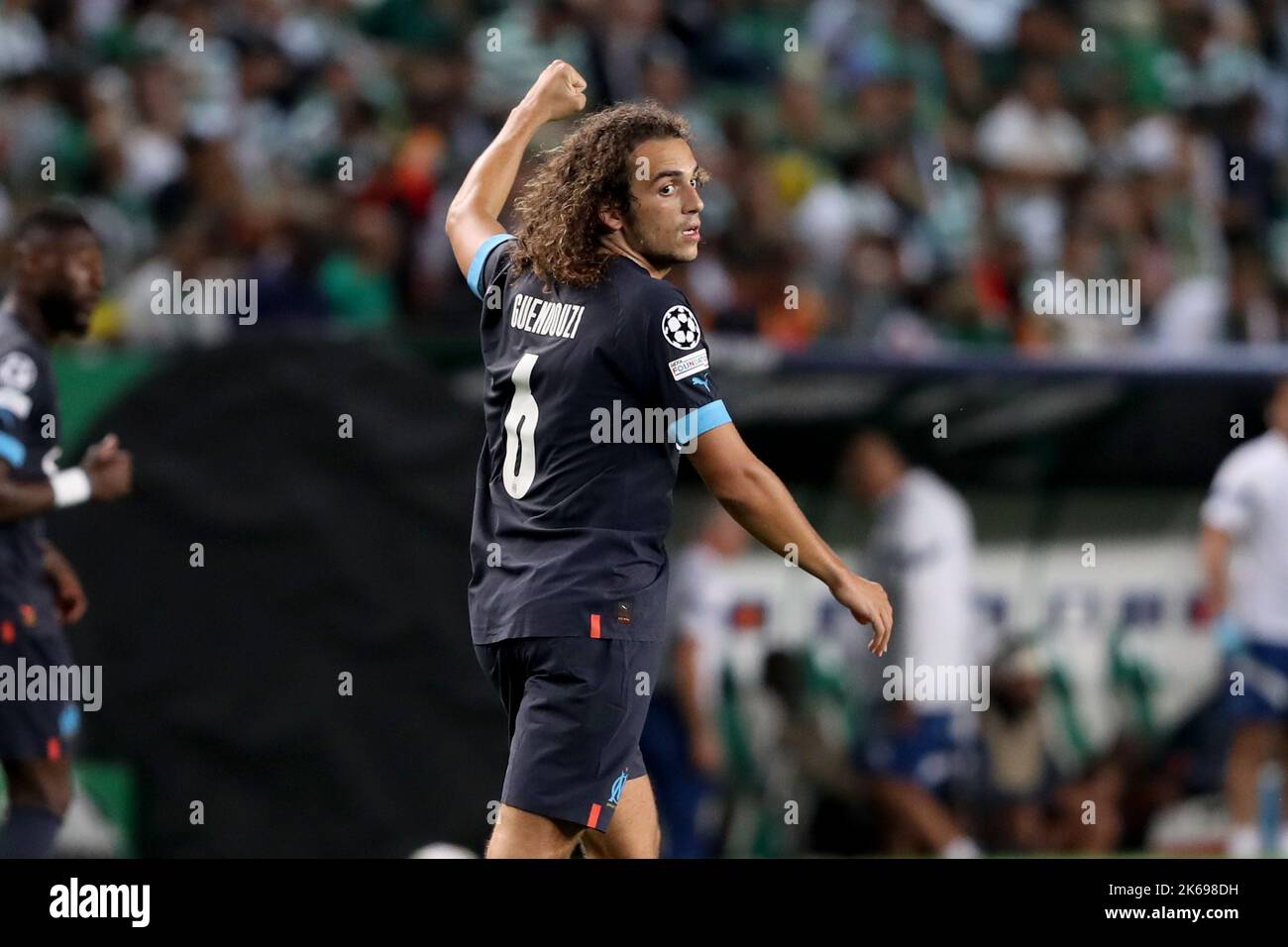 Lisbon, Portugal. 12th Oct, 2022. Matteo Guendouzi of Marseille celebrates after scoring a goal during the UEFA Champions League Group D football match between Sporting CP and Olympique Marseille at the Alvalade stadium in Lisbon, Portugal on October 12, 2022. (Credit Image: © Pedro Fiuza/ZUMA Press Wire) Credit: ZUMA Press, Inc./Alamy Live News Stock Photo