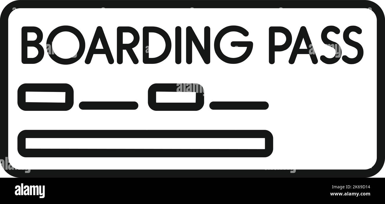 Plane ticket icon outline vector. Air flight. Trip card Stock Vector