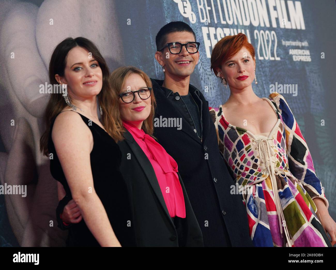(L-R) Claire Foy, director Sarah Polley, Ben Whishaw and Jessie Buckley attending Women Talking during the BFI London Film Festival 2022 at the Royal Festival Hall, Southbank Centre, London. Picture date: Wednesday October 12, 2022. Stock Photo