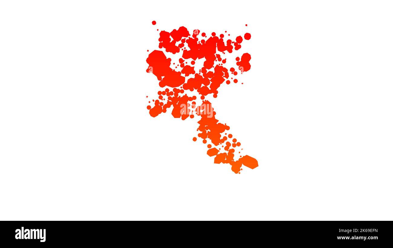 orange red cartoon stain blots style font, rupee sign, isolated object 3D rendering Stock