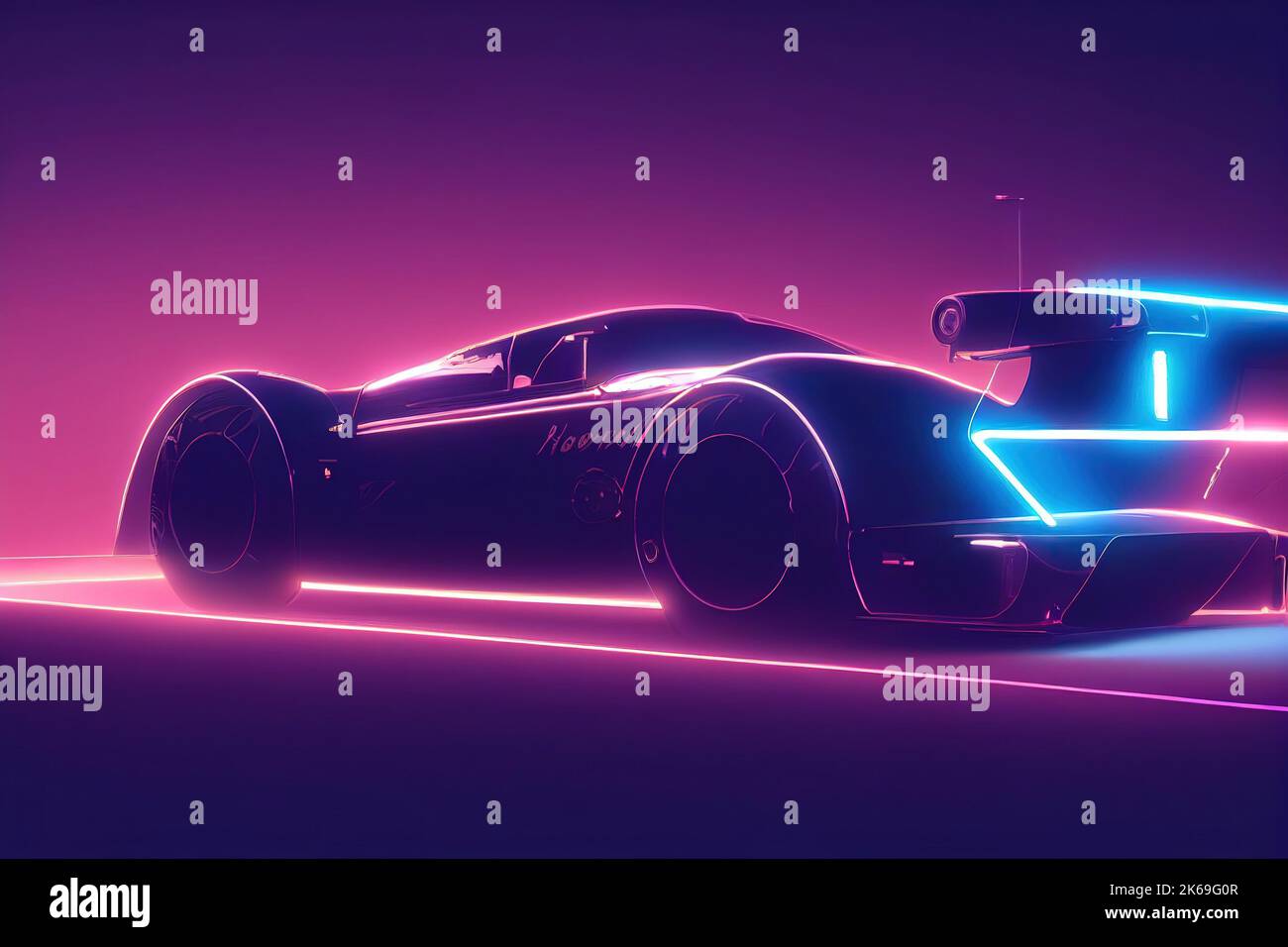 Futuristic sports car drifting in the neon street Stock Photo - Alamy