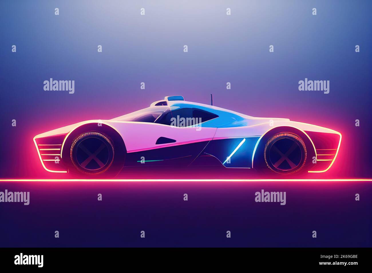 Futuristic sports car drifting in the neon street Stock Photo - Alamy