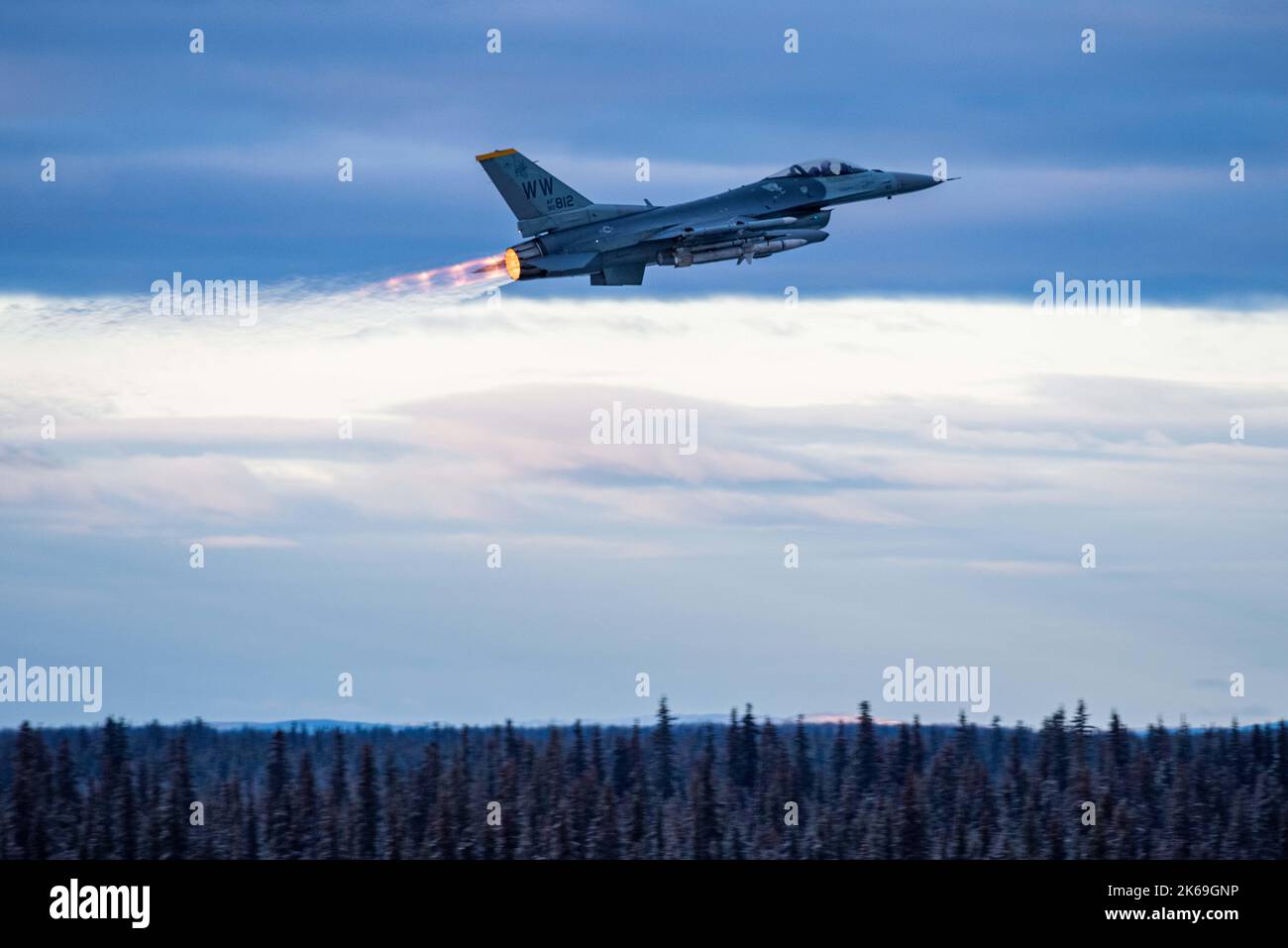 A lone U.S. Air Force F-16 Fighting Falcon from the 14th Fighter ...