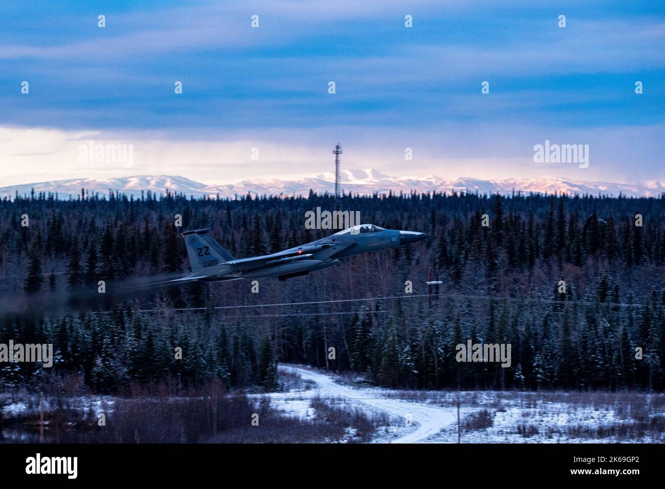 A U.S. Air Force F15C/D Eagle performs a takeoff at Eielson Air Force