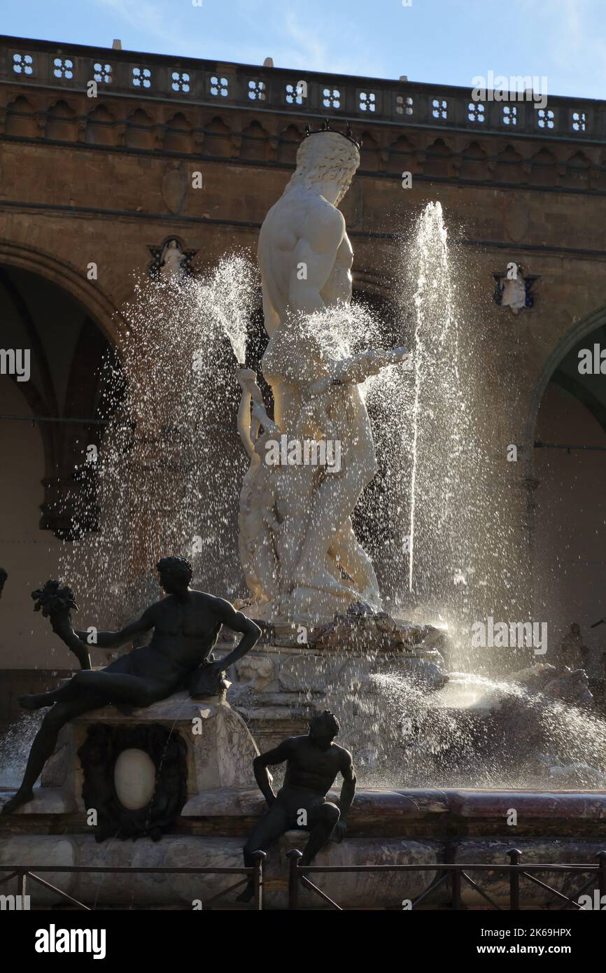 Fountain of Neptune in Florence  /  Fontana del Nettuno a Firenze Stock Photo