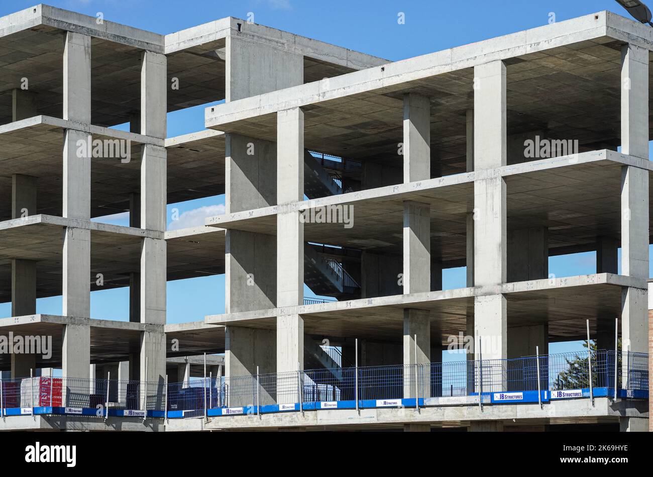 Concrete structure at construction site of a new apartment building, London England United Kingdom UK Stock Photo