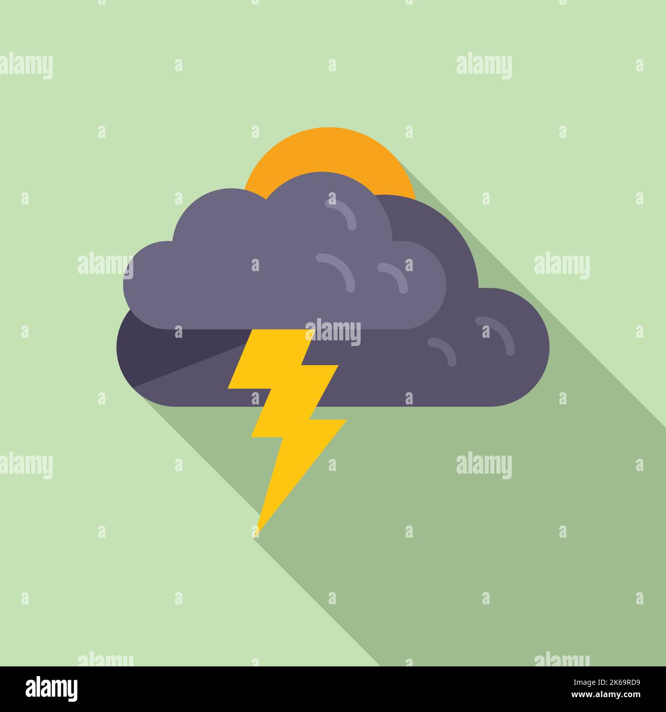 Thunderstorm icon flat vector. Cloudy weather. Rain forecast Stock ...