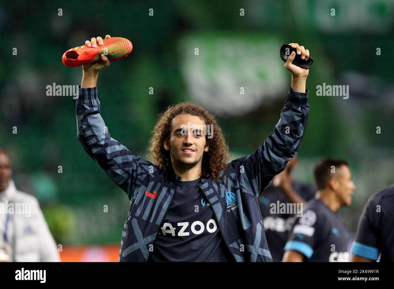 Lisbon, Portugal. 12th Oct, 2022. Matteo Guendouzi of Marseille celebrates after the UEFA Champions League Group D football match between Sporting CP and Olympique Marseille at the Alvalade stadium in Lisbon, Portugal on October 12, 2022. (Credit Image: © Pedro Fiuza/ZUMA Press Wire) Credit: ZUMA Press, Inc./Alamy Live News Stock Photo