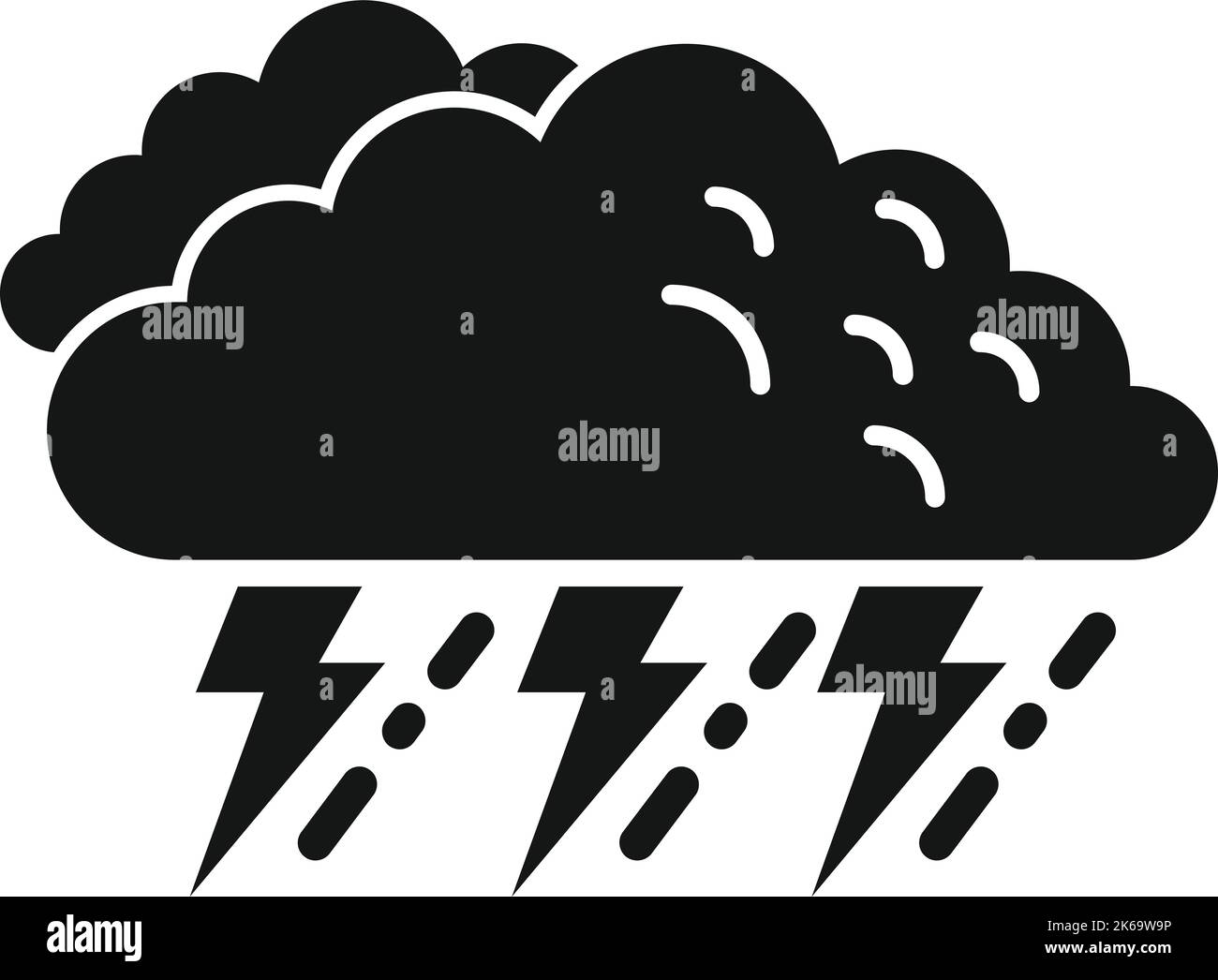 Thunder storm icon simple vector. Cloudy weather. Rain forecast Stock ...