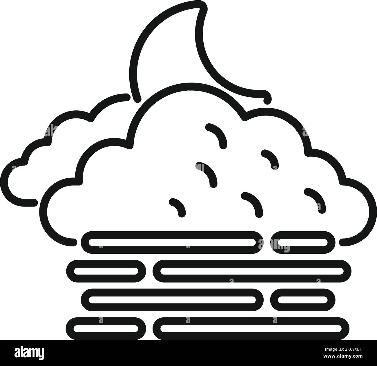 Night cloudy icon outline vector. Climate meteo. Sky widget Stock