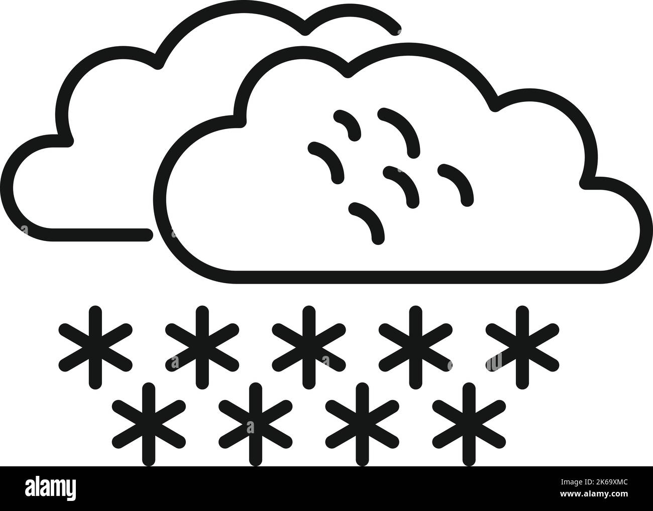 Snowing cloud icon outline vector. Rain forecast. Cold winter Stock ...