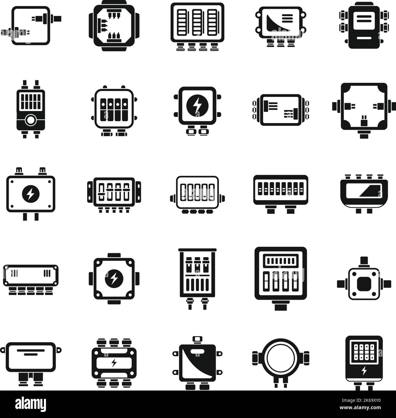 Junction box icons set simple vector. Cable connect. Electric plug